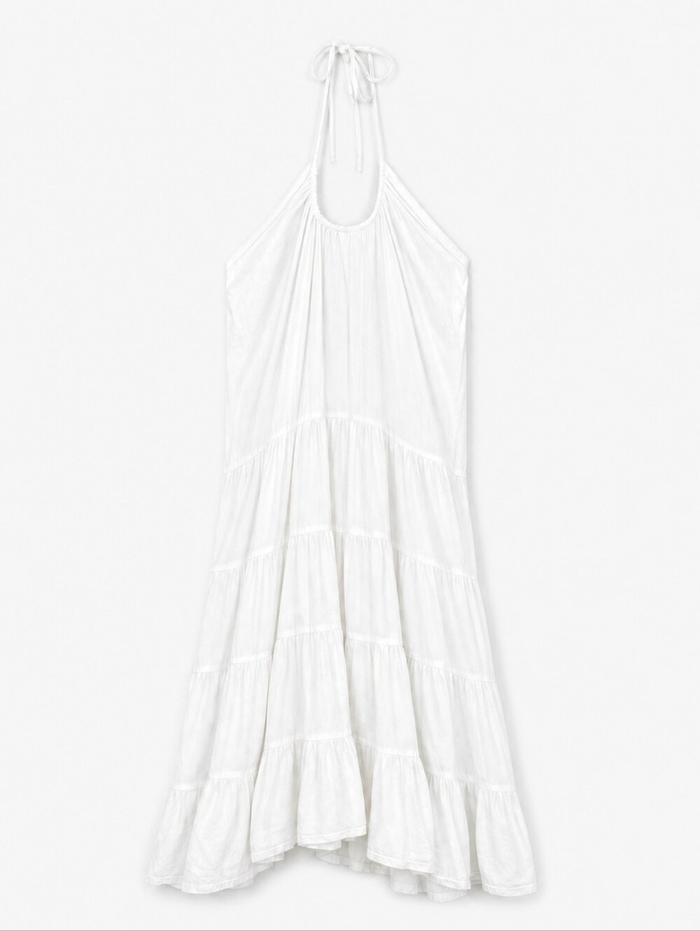 LUCCA White Halter Tiered Maxi Dress 100% Cotton Women's Size Small